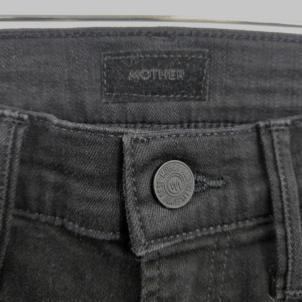 Mother Insider Crop Step Fray Not Guilty Black Denim - Picture 4 of 16